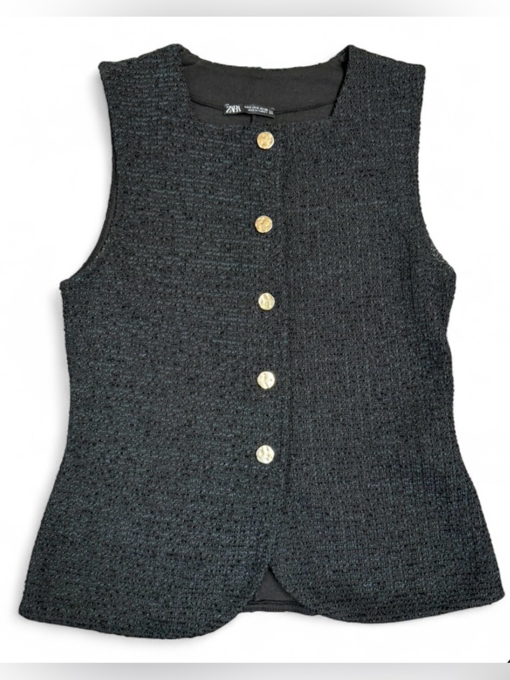 Zara Textured Button Front Vest Top